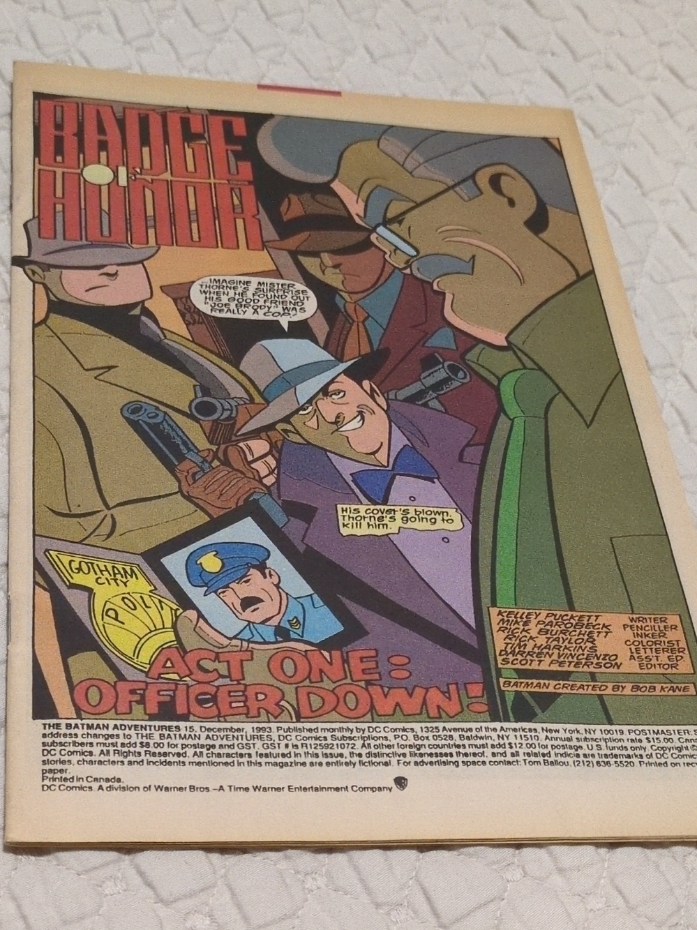 Batman Adventures comic book with Batman and Robin in a dynamic action
pose
